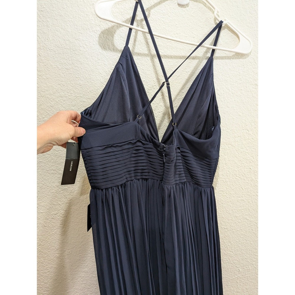 NWT Lulus Depths of My Love Navy Maxi Dress XL V Neck Cross back Formal Prom - Picture 6 of 14